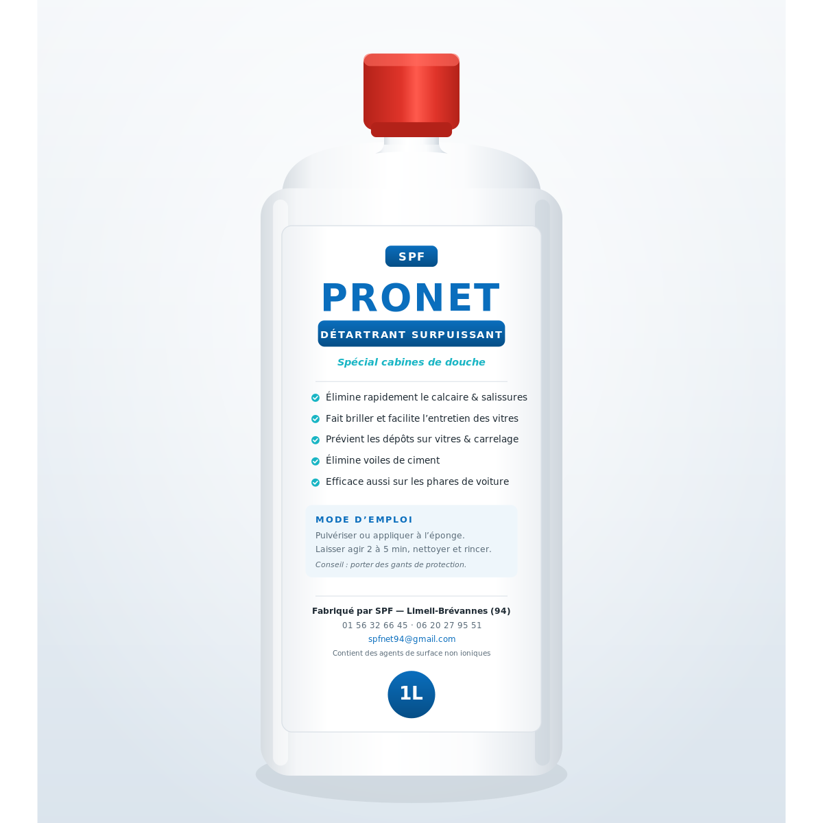 PRONET — détartrant surpuissant anti-calcaire 1L, fabriqué par SPF